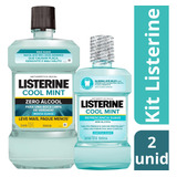 Kit Antisséptico Listerine Cool Mint Zero Álcool 1,5l+250ml