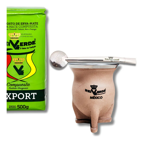 Mate Camionero Rei Verde Uruguayo + Bombilla +500g Rei Verde