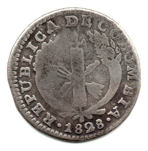 Moneda Colombia 1 Real 1828 Popayán Plata