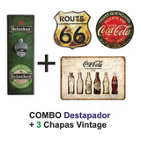 Chapas Retro Vintage - Destapador + 3 Carteles Decorativos