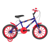 Bicicleta  Infantil Ultra Bikes Bike Ultra Kids Aro 16 1v Freios V-brake Cor Azul/vermelho Com Rodas De Treinamento