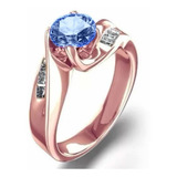 Anillo Compromiso Oro Rosa 10kt Zafiro Azul Corindón Marloz 