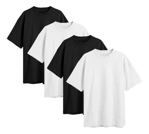 Remera Oversize - Pack X 4 - Algodon Peinado Premium - Moda