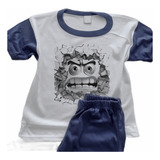 Pijama Infantil Personalizada Sublimada Cara Enojada - 6503