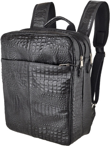 Mochila Couro Legítimo Feminina Croco Lançamento + Brinde 