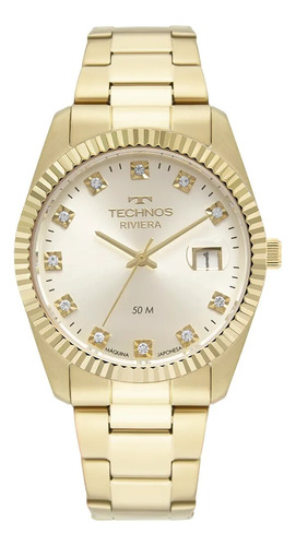 Relógio Technos Feminino Grande Dourado  Com Calendário +nf
