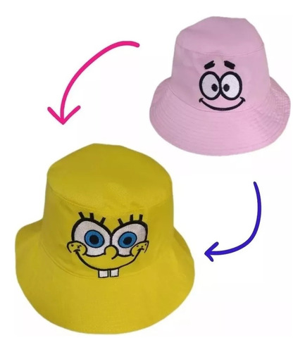 Gorro Bucket Verano Bob Esponja/patricio Doble Vista