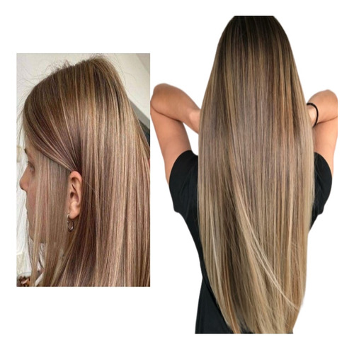 Extensiónes De Cabello Seminatural Rubio Cenizo Largas