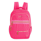 Mochila Juvenil Notebook De Alças Love Flamingo Matelassê Cor Rosa-chiclete