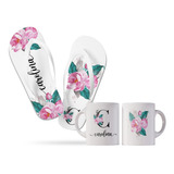 Kit Personalizado Presente Com Nome Chinelo E Caneca 