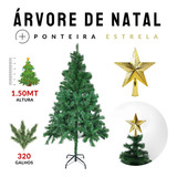 Arvore De Natal Cheia 150cm C/320 Galhos Imediato Cor Verde