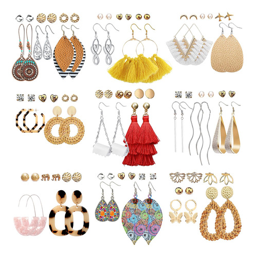 Aretes Para Mujer, 47 Pares De Aretes Bohemios De Ratán Co.