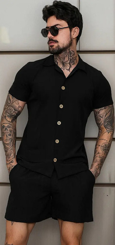 Conjunto Masculino Tactel Com Bolsos Premium Praia  | MercadoLivre