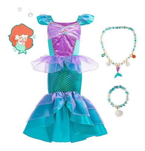 Vestido De Princesa De La Sirenita Ariel, Disfraz De Sirena Diseñopara Niña, Ropa De Halloween, Fiesta De Cumpleaños O Cosplay, Vestir Con Accesorios
