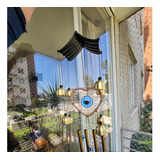 Colgante Campana Viento Wind Bell Ojo Turco Plumas Azules