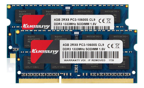 Kuesuny Kit De 8 Gb (4gbx2) Ddr3 1333 Sodimm Ram, Pc3 10600