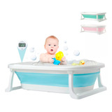 Bañera Tina De Baño Para Bebe Plegable Portatil Casa Y Viaje Color Azul Claro Liso