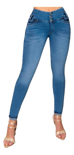 Jeans Mujer Pantalón Colombiano Mezclilla Strech Push Up 00g