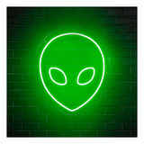 Painel Neon Led Alienigena Alien Cabeça Espaço Decoração Cor Verde 110v/220v