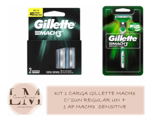 Kit 1un Aparelho Mach3 Sensitive + 2 Carga Mach3 Regular