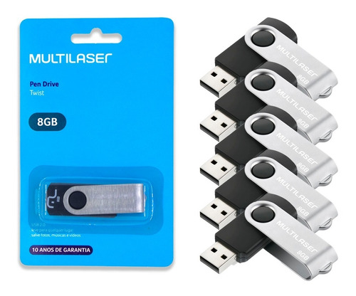 Kit 10 Pendrive 8gb Twist Multilaser 100% Original Atacado