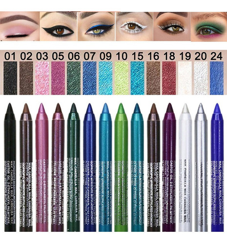 14pcs Gel Eyeliner Matte Shimmer Waterproof Pencil