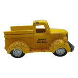 Una Lata Amarilla Vintage For Camiones Pequeños Con Flores,