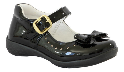 Zapato Escolar Niña Piel  Negro Comodo Arco Antiderrapante