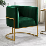 Sillón Verde Moderno De Terciopelo Con Soporte Dorado-jade