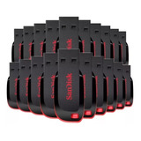 Kit 100 Memoria Usb Sandisk Cruzer Blade 16gb 2.0 Negro Rojo