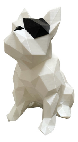 Perro Bulldog Frances Escultura Poligonal Decorativa 18 Cm