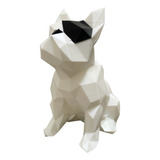 Perro Bulldog Frances Escultura Poligonal Decorativa 18 Cm