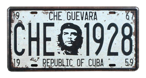 Cartel De Chapa Vintage Patente Che Guevara Apto Exterior