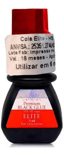 Cola Elite Hs10 3ml Alongamento Cílios Premium Black Glue