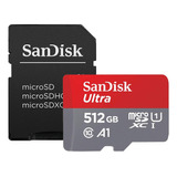 Cartão De Memória Micro Sd Sandisk 512gb Microsd Ultra E Adp