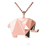 Dije Origami Elefante De Plata Con Acabado En Oro Rosa Color Rosa Claro