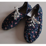 Alpargatas Cheeky C/ Cordones  Azules Con Florcitas