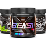 Kit 2 Potes Do Bcaa 10:1:1 Concentrado 250g Sabor: Uva Verde + Pré Treino Beast 300g Sabor: Uva