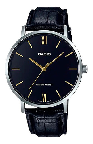 Reloj Casio Hombre Mtp-vt01l Diseñoplano Cuero 100% Original
