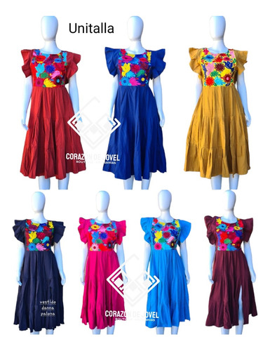Elegantes Vestidos Artesanales Bordados De Flores De Chiapas
