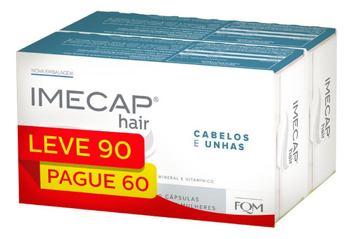 Kit Imecap Hair Com 90 Cápsulas Fortalece O Cabelo E Unha