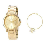 Kit Relógio Feminino Condor + Bracelete Copc21aeah/k4x Cor Da Correia Dourado Cor Do Bisel Dourado Cor Do Fundo Dourado