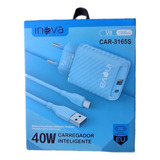 Carregador Usb 3.1a 40w  1 Saída Tipo-c / 1 Usb 