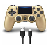 Control Joystick Compatible Ps4 Pc Celular Dorado + Cable
