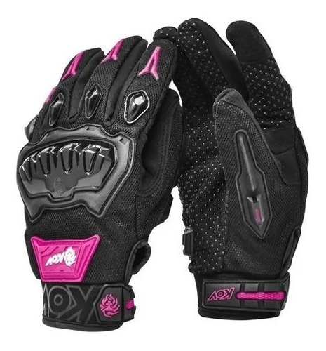 Guantes Touch Motociclista Kov Delta Rosa  Limpiador  Mica 