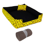 Cama Para Cachorro Caminha Cachorro Grande Cama Pet 70x80cm Cor Preta E Amarela