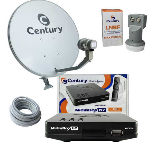 Kit Antena Parabolica Century 60c Banda Ku 5g Midiabox Duplo