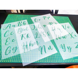 Molde Stencil Letras Cursivas C/ 5cm Alfabeto Cursivo