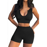 Conjunto Deportivo Mujer Gym Yoga Shorts Levanta Gluteos .