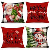 Fundas De Almohada De Navidad Cuadros 18x18 Juego De 4 ...